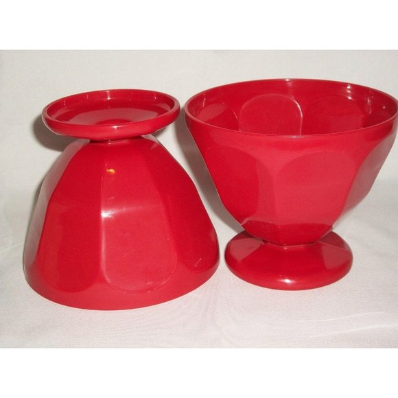 Red Kitchen Set of 8 Plastic 17oz Ice Cream Sundae - Picture 10 of 10